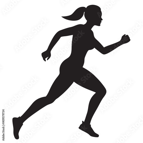 Workout running women silhouette on white 