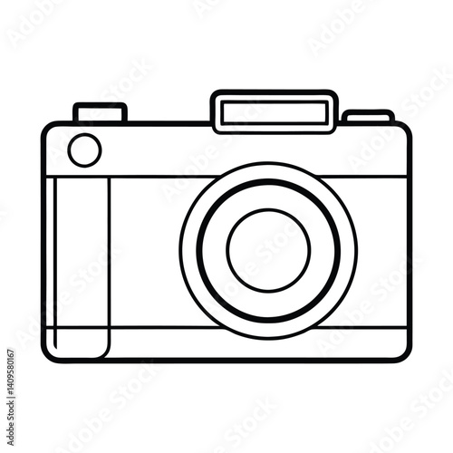 retro photo line camera vector