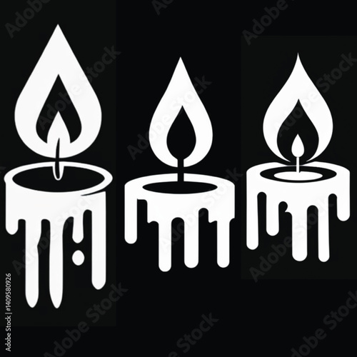 Stylized dripping wax candle designs with bold flames perfect for decoration art and spiritual themes