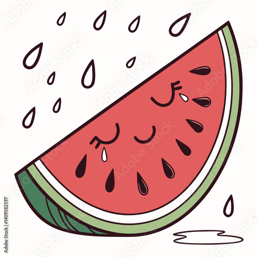 Watermelon slice with happy tears