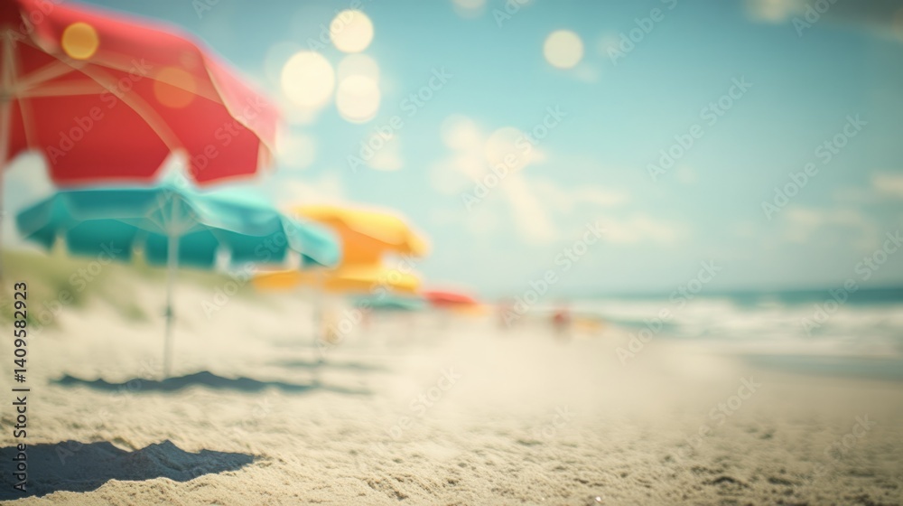 Naklejka premium Beach umbrellas on a sunny day