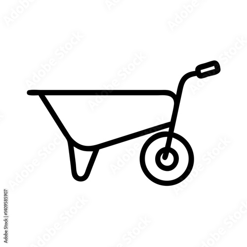 Wheelbarrow outline illustration for gardening and construction  