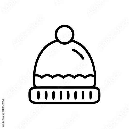 Winter Beanie Hat Outline Illustration for Cold Weather  