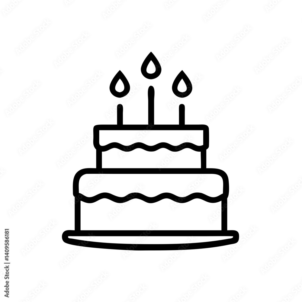 Birthday cake with candles in minimalistic style  