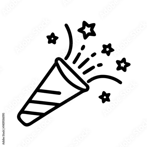 Celebration popper with stars bursting in a festive design  