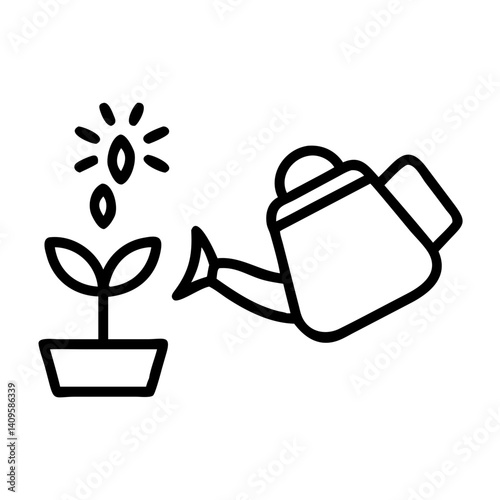 Simple watering can nurturing a sprouting plant indoors  