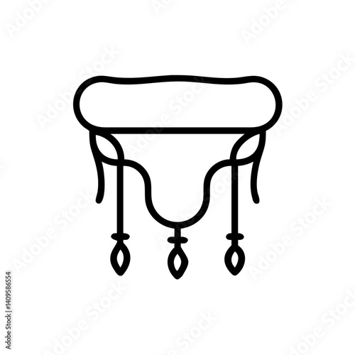Decorative valance design with elegant tassels in line art  