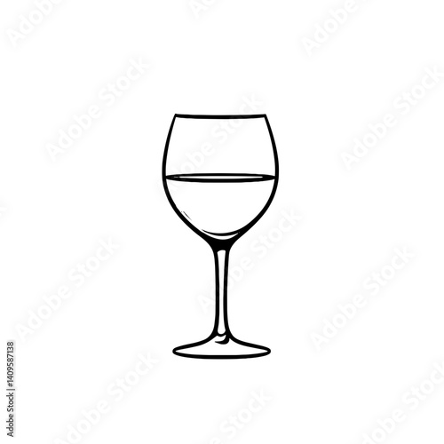 Wine glass icon in minimalist black outline on white background