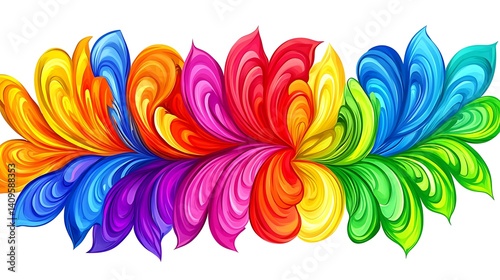 Vibrant, flowing abstract design with rainbow hues.