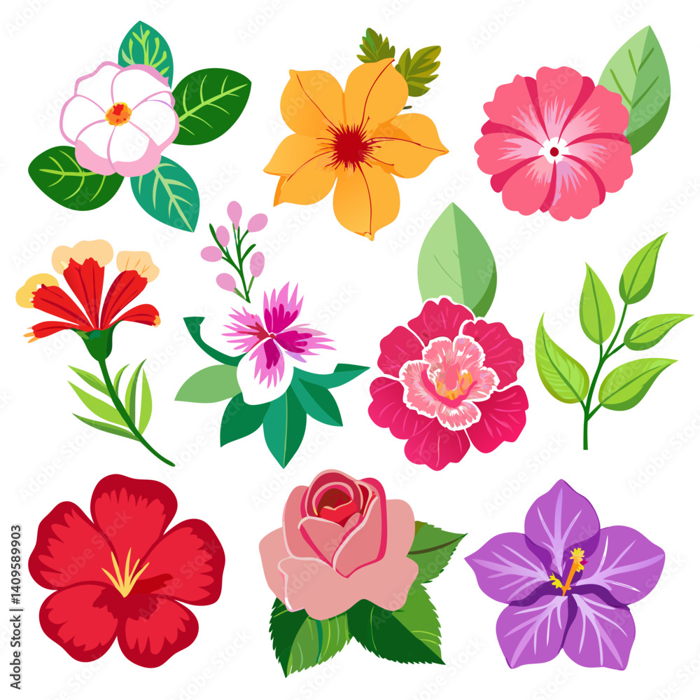 custom made wallpaper toronto digitalAssorted Colorful Flowers Vector Collection Isolated on White