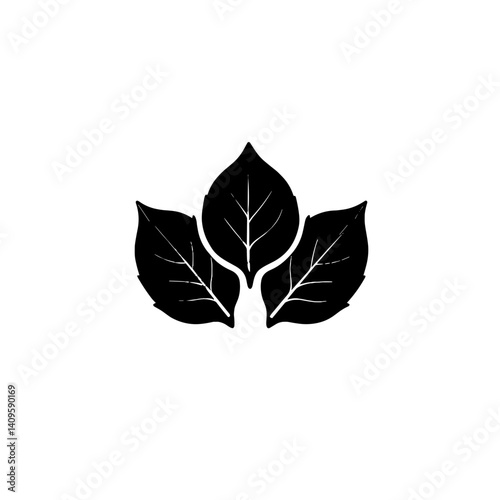 Three black leaves with white veins icon