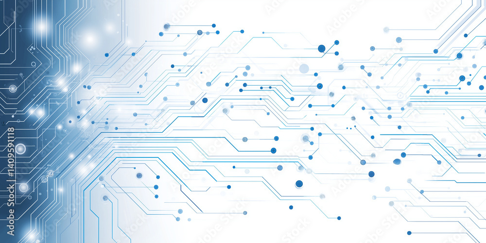 Futuristic blue circuit board technology background with abstract geometric elements
Futuristic blue circuit board technology background with abstract geometric elements