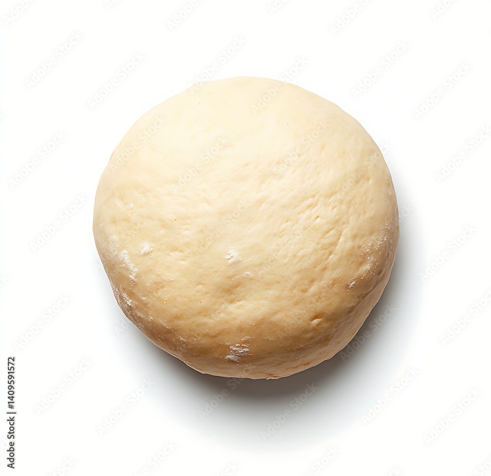 A round pizza dough ball, against a white background