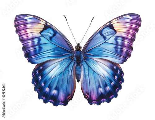 Vibrant blue butterfly in natural habitat beauty. Isolated on transparent background, png.