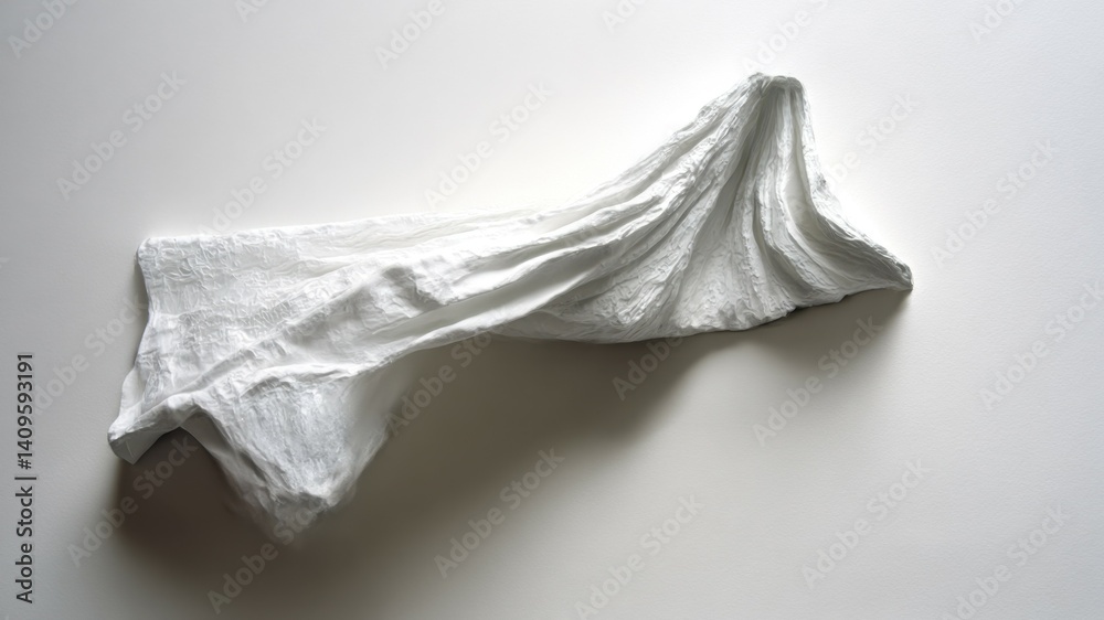 Abstract white fabric on white background. Minimalist and clean composition. Abstract white fabric on white background. Minimalist and clean composition.