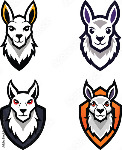 Llama head mascot logo design vector