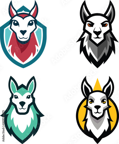 Llama head mascot logo design vector