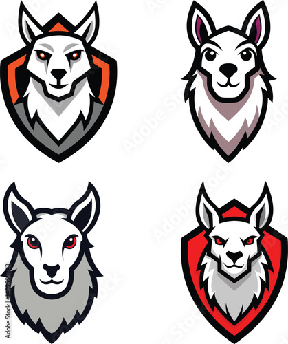 Llama head mascot logo design vector