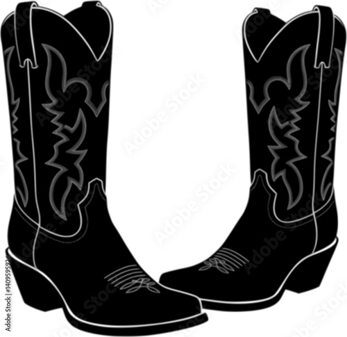 A black and white silhouette of a cowboy boot
