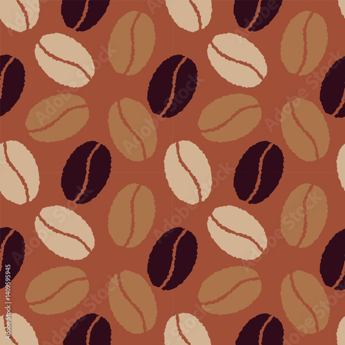 seamless coffee bean pattern on brown background