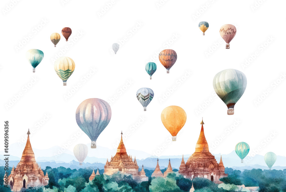 Obraz premium PNG Balloons transportation illustration adventure.