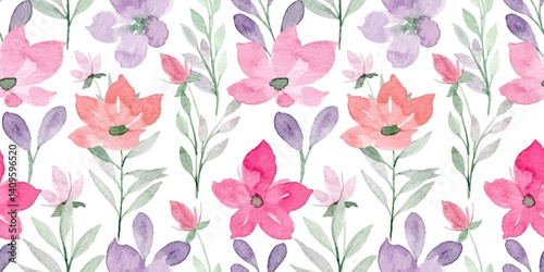 Wallpaper Mural Delicate Floral Watercolor Seamless Pattern Torontodigital.ca