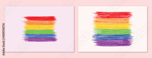 Pride month Rainbow colour background social media post and banner design with brush stock and grunge vector file support, watercolor, bisexual, colourful, festival, parades