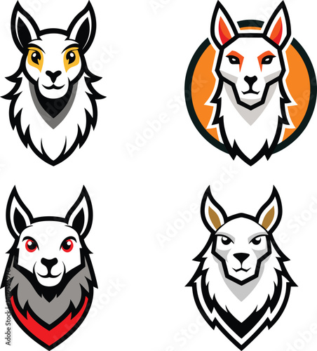 Llama head mascot logo design vector