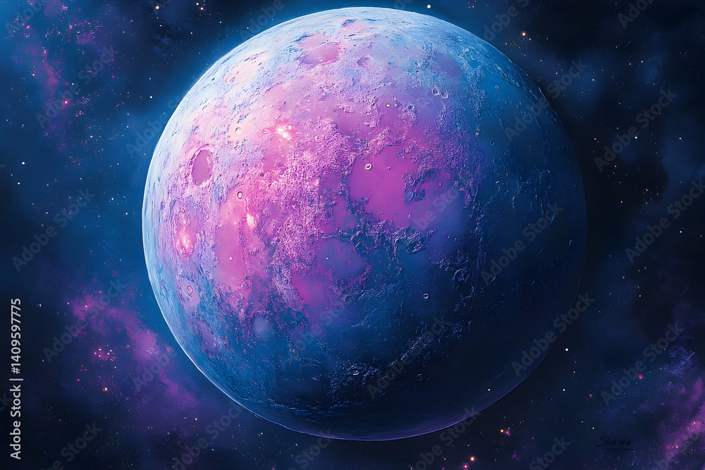 Fototapeta premium A vibrant, otherworldly celestial sphere glows with cosmic hues.