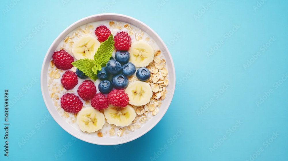 Delicious Muesli Cereal Topped with Fresh Fruit
Delicious Muesli Cereal Topped with Fresh Fruit
