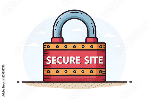Secure metal lock and key icon represent business privacy.