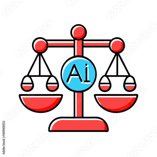 AI and justice scale indicates ethical technology and fairness. 