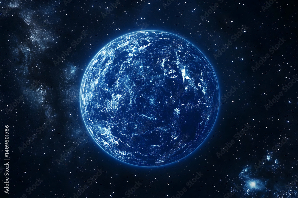 Obraz premium Earth, a vibrant blue sphere in a vast cosmic expanse.