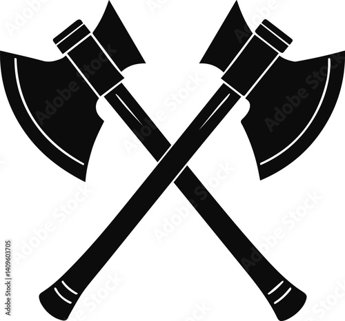 crossed axes silhouette vector illustration