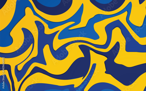 Modern abstract blue and yellow colorful twirl background
