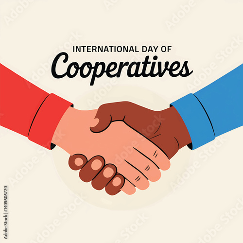 International Day of Cooperatives Vector Design with Handshake in Blue