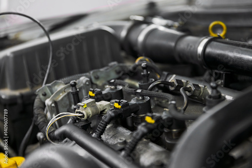 Old engine close up at the shop