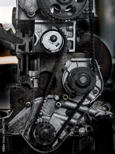 Old engine close up at the shop