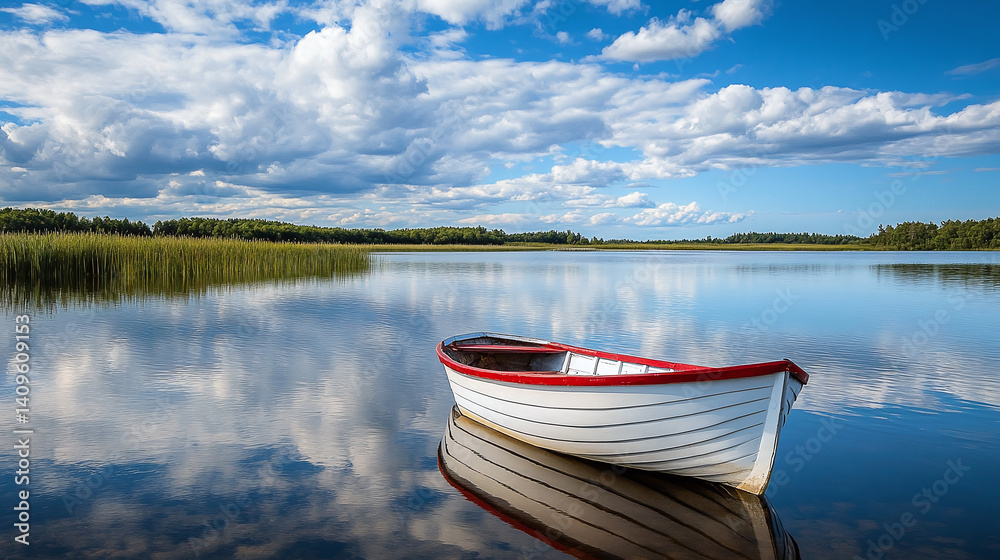 serene landscape with boat serene landscape with boat