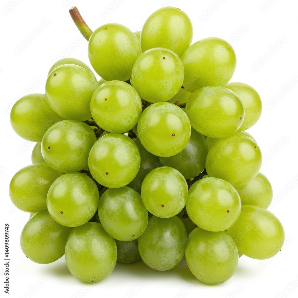 Bunch of fresh green grapes close view isolated on white background Bunch of fresh green grapes close view isolated on white background