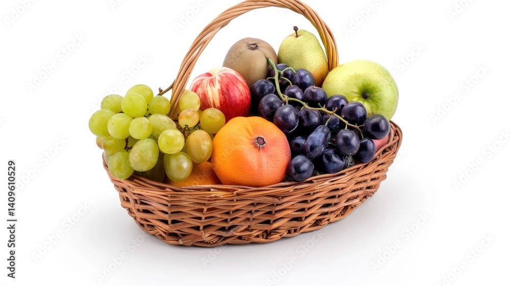 a fruits basket, appetizing, isolated on white background a fruits basket, appetizing, isolated on white background