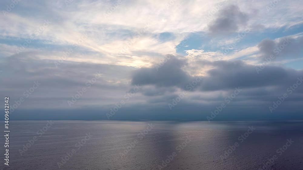 custom made wallpaper toronto digitalScenic Clouds Scattered Over Serene Sea At Sunrise. Timelapse