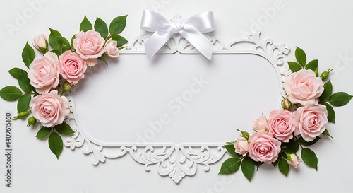 Wallpaper Mural Elegant Pink Roses Frame: Romantic Floral Design with White Lace Torontodigital.ca
