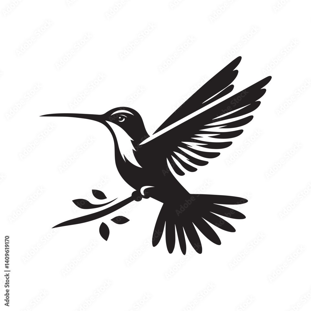 Obraz premium vector illustration of hummingbird on branch