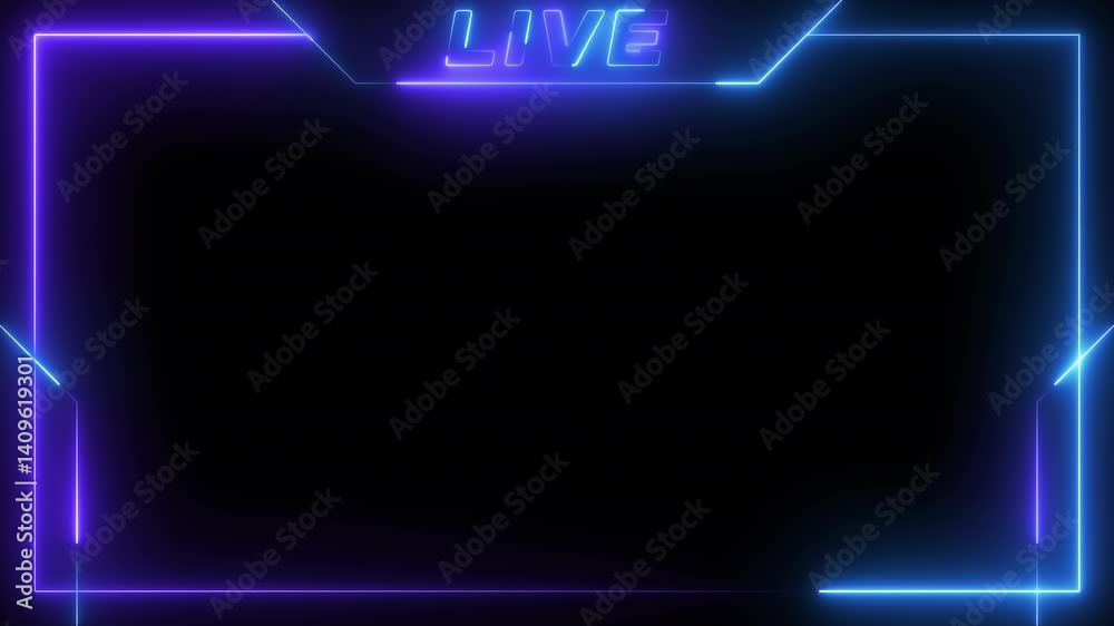 live streaming neon text frame animation box frame neon frame live streaming game live Stream overlay animation for live streaming video Titles 4k