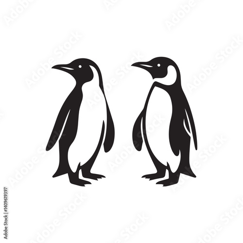 penguins isolated on white background