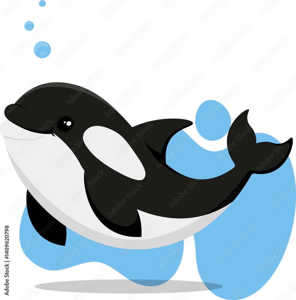 Naklejka premium Orca ocean day illustration. Marine life, sea animal vector isolated
