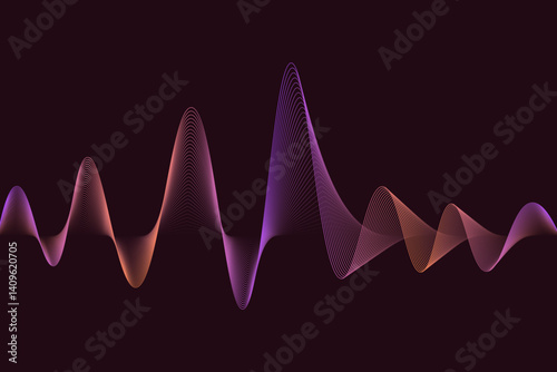 3D Audio Soundwave with Light Pink and Yellow Music Pulse Oscillation and Glowing Impulse Pattern Design