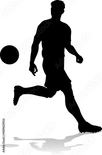 A soccer or football player male silhouette man