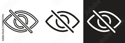 Collection of crossed out eye vector icons. Privacy, hidden, and secret eye display symbols for web and apps. Vector illustration